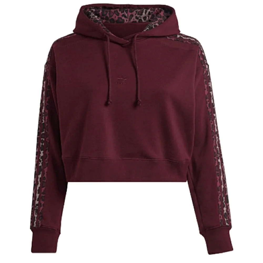 New w/Tags Adidas Originals 3-Stripe Leopard Plus-Size Logo Cropped Hoodie - 3X